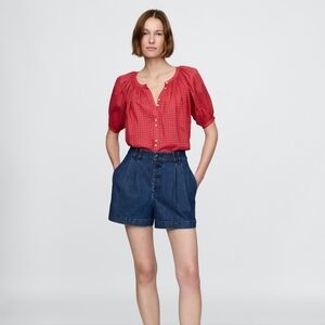 Gap × DÔEN High Rise Pleated Denim Trouser Shorts WORN/WASHED ONCE